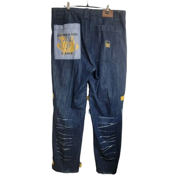 Vintage Marithe Francois Girbaud Jean Mens 38 Blue Y2K Embroidered Baggy Hot Boy - Picture 1 of 16
